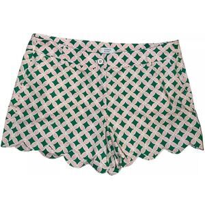 Crown & Ivy Scalloped Hem Shelby Shorts Green & Pink Flower detail sz 12 Preppy